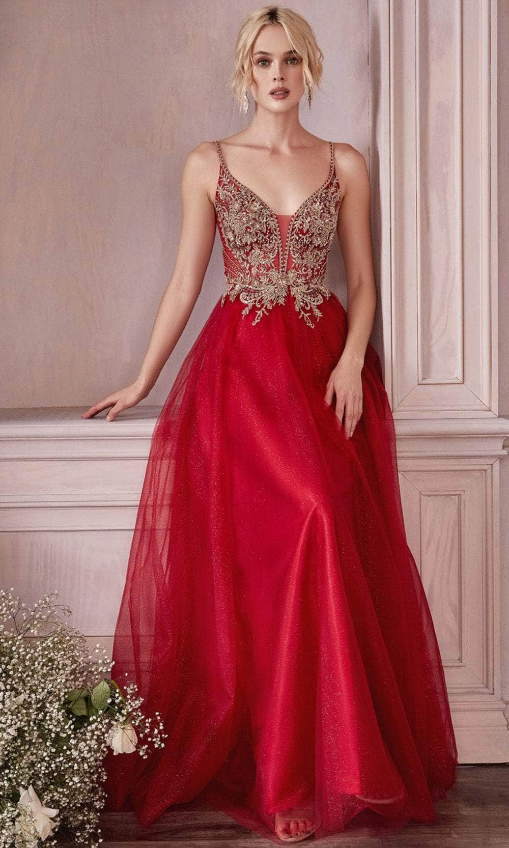 Cinderella Divine CD0195 - Tulle Prom Dress with Embellished Lace sheerdreamz Cinderella Divine CD0195 - Tulle Prom Dress with Embellished Lace sheerdreamz