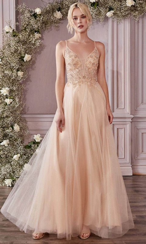 Cinderella Divine CD0195 - Tulle Prom Dress with Embellished Lace
