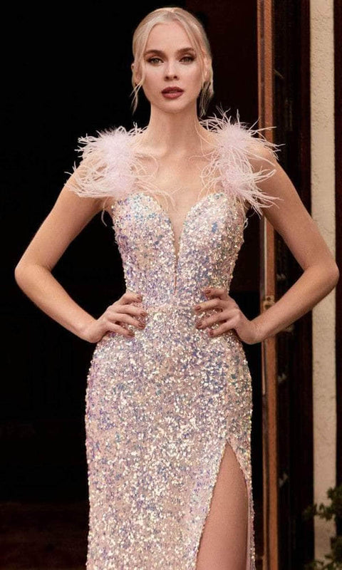 Cinderella Divine CD248 - Long Dress with Sleeveless Feather