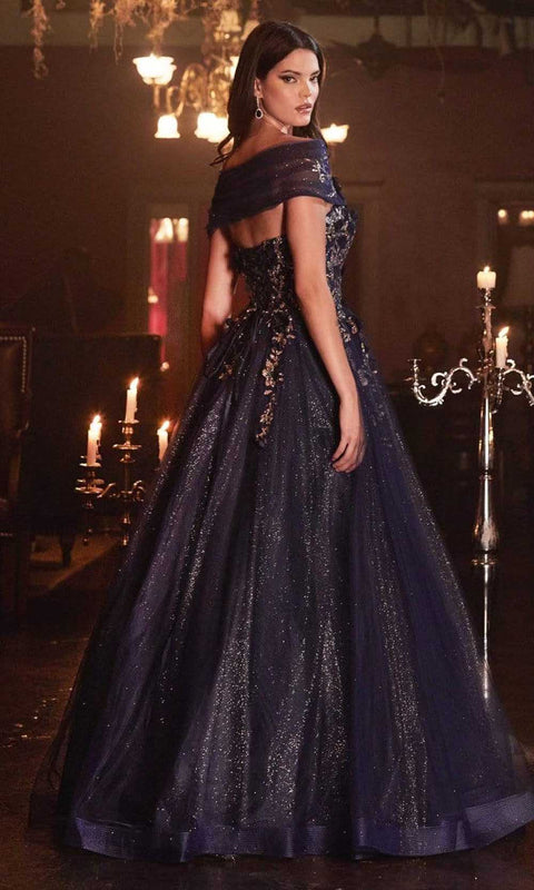 Cinderella Divine CD955 - Glittery 3D Flower Strapless Ball Gown