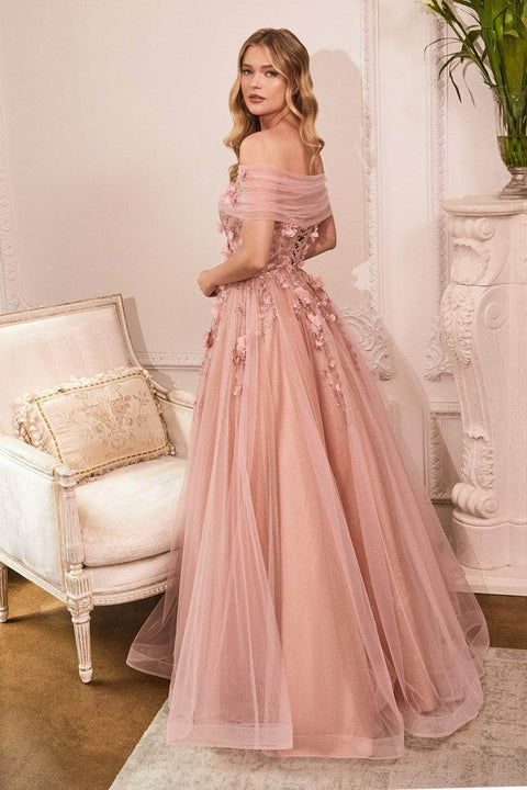Cinderella Divine CD955 - Glittery 3D Flower Strapless Ball Gown