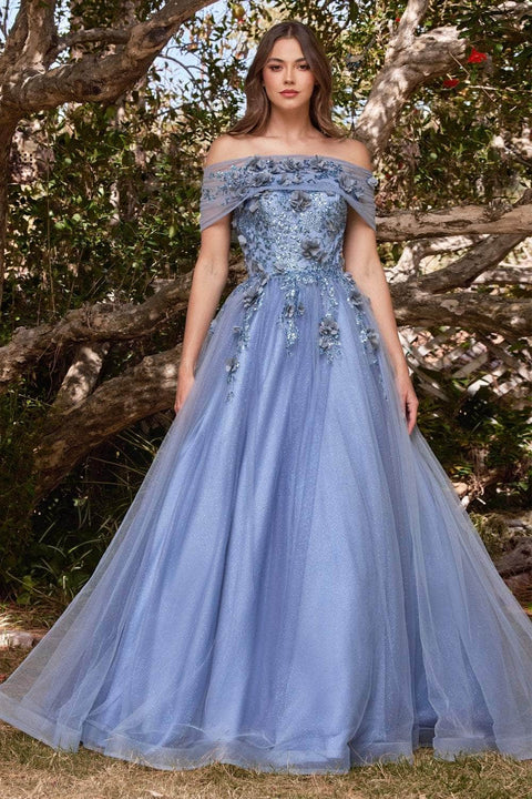 Cinderella Divine CD955 - Glittery 3D Flower Strapless Ball Gown