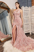 Cinderella Divine CD973 - Lace Long Gown with a Cut-Out Bodice