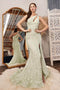 Cinderella Divine CD973 - Lace Long Gown with a Cut-Out Bodice