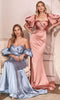 Cinderella Divine CD983C - Long Gown with Puff Sleeves