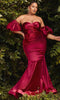 Cinderella Divine CD983C - Long Gown with Puff Sleeves