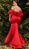 Cinderella Divine CD983C - Long Gown with Puff Sleeves