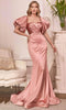 Cinderella Divine CD983C - Long Gown with Puff Sleeves