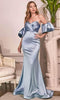 Cinderella Divine CD983C - Long Gown with Puff Sleeves