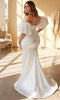 Cinderella Divine CD984WC - Satin Wedding Dress with Puff Sleeves