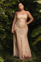 Cinderella Divine CH165C - Plus size sleeveless gown with sequins