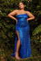 Cinderella Divine CH165C - Plus size sleeveless gown with sequins