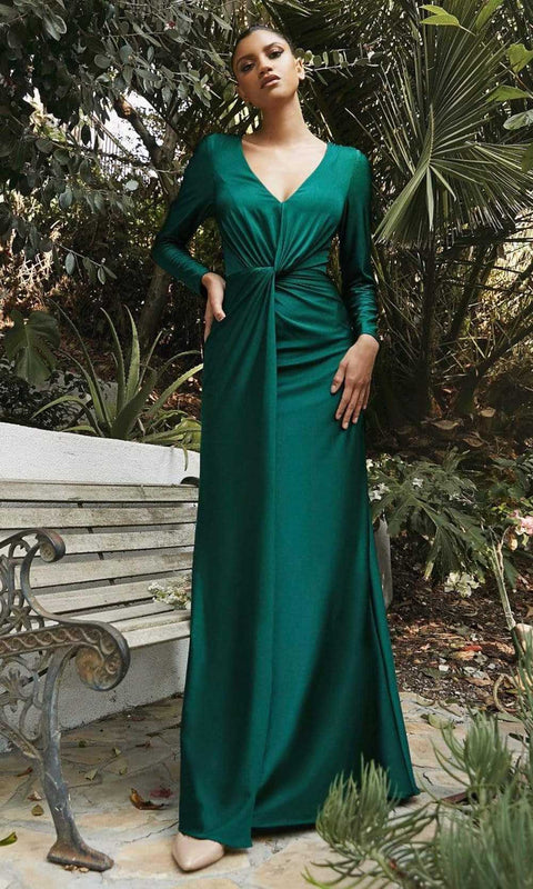 Cinderella Divine CH175 - Front Sheath V-Neck Gown