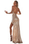 Cinderella Divine CH225 - Sheath Dress with Plunging V-neck and Sequins