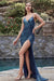 Cinderella Divine CH225 - Sheath Dress with Plunging V-neck and Sequins