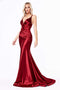 Cinderella Divine CH236 - Ruched Satin Evening Gown with an Open Back