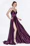 Cinderella Divine CJ523 - Sweetheart Neckline Satin Gown with High Slit