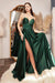 Cinderella Divine CJ523 - Sweetheart Neckline Satin Gown with High Slit