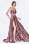 Cinderella Divine CJ523 - Sweetheart Neckline Satin Gown with High Slit