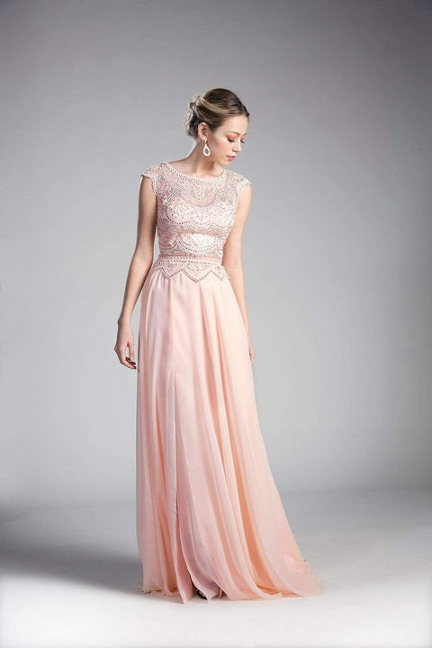 Cinderella Divine cd113 -  A-line Dress with Embellished Illusion Bateau