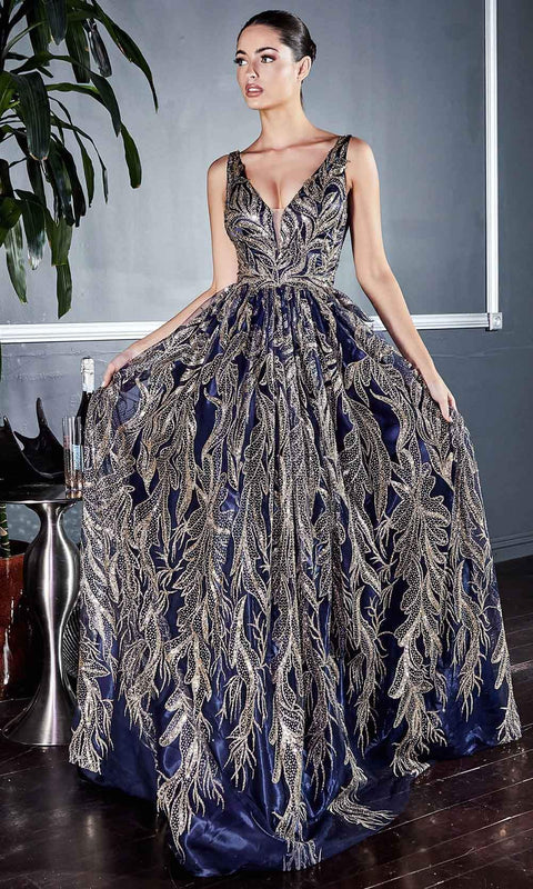 Cinderella Divine J812 - A-Line Gown with Glittery Embellishments