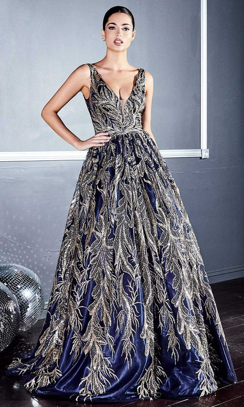 Cinderella Divine J812 - A-Line Gown with Glittery Embellishments