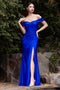 Cinderella Divine KV1050 - Off Shoulder Fitted Jersey Evening Gown