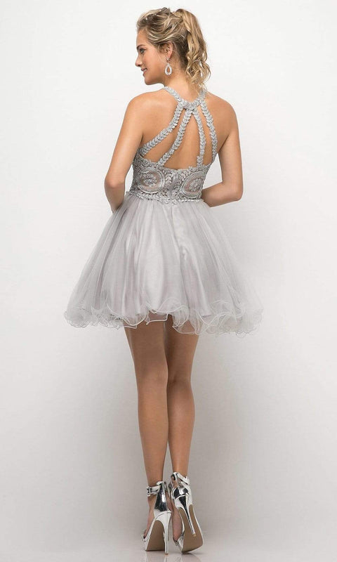 Cinderella Divine - Strappy Back Cocktail Dress with Lace Appliqued