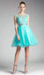 Cinderella Divine UJ0012 - Cocktail Dress with Illusion Shoulders Ruffled Hem