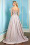 Adora 3128's Metallic Glitter Feather Gown with Cold Shoulder Design