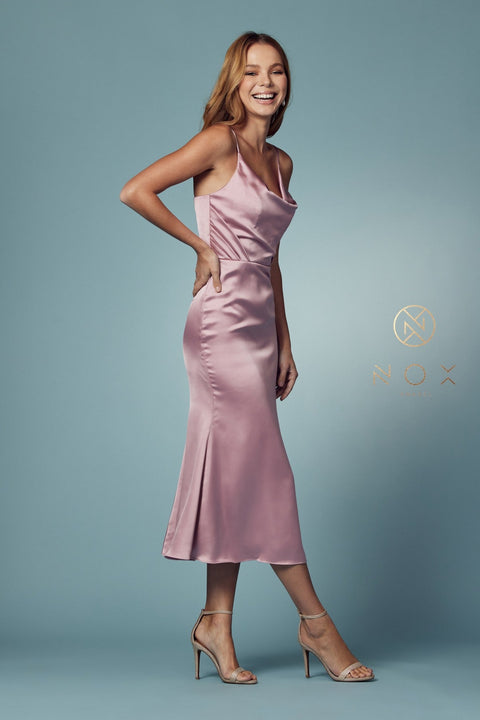 Midi Cowl Neck Dress by Nox Anabel R1027