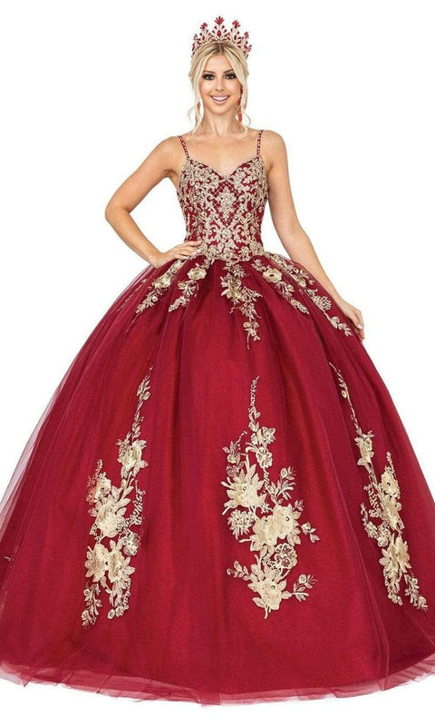 Dancing Queen - 1544 Embroidery lace Applique Quinceanera Sweet 16 Ball Gown