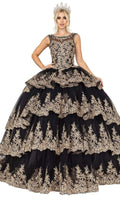 Dancing Queen - 1565 Lace Appliqued Multi-Tiered Quinceanera Sweet 16 Dress