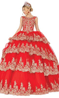 Dancing Queen - 1565 Lace Appliqued Multi-Tiered Quinceanera Sweet 16 Dress