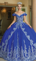 Dancing Queen - 1615 Embroidered Off Shoulder Quinceanera Sweet 16 Dress