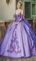 Dancing Queen - 1652 long illusion tulle Quinceanera Dress