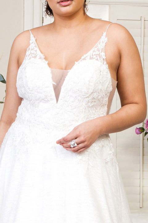 Deep V-Neck Glitter Wedding Dress by Elizabeth K GL1915