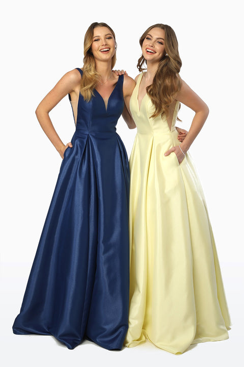 Long V-Neck Prom Dress with Pockets_E156 by Nox Anabel