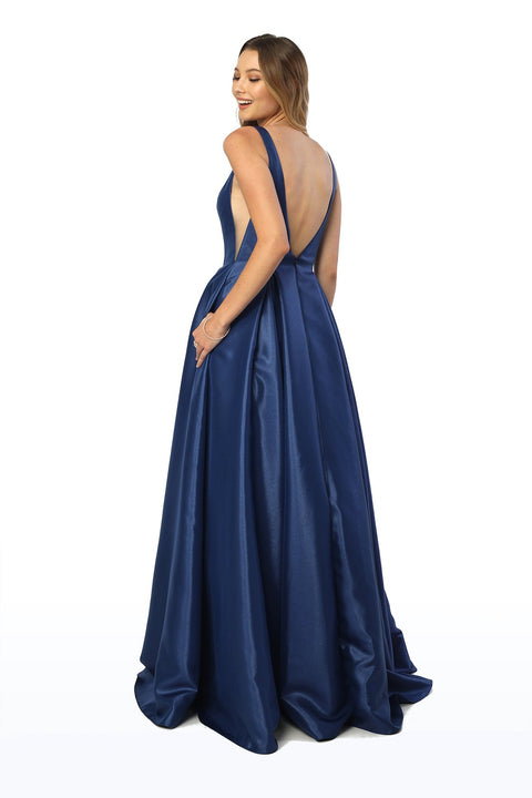 Long V-Neck Prom Dress with Pockets_E156 by Nox Anabel