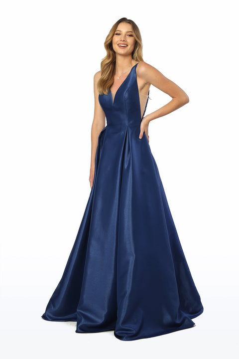 Long V-Neck Prom Dress with Pockets_E156 by Nox Anabel