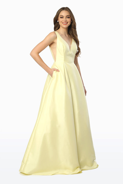 Long V-Neck Prom Dress with Pockets_E156 by Nox Anabel