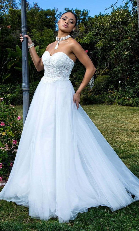 Ivory Elizabeth K - GL1900 Embellished Lace Mesh A-line Gown by Elizabeth K Bridal