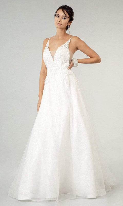 White Elizabeth K - GL1915 Spaghetti Straps Applique Bridal Gown by Elizabeth K Bridal