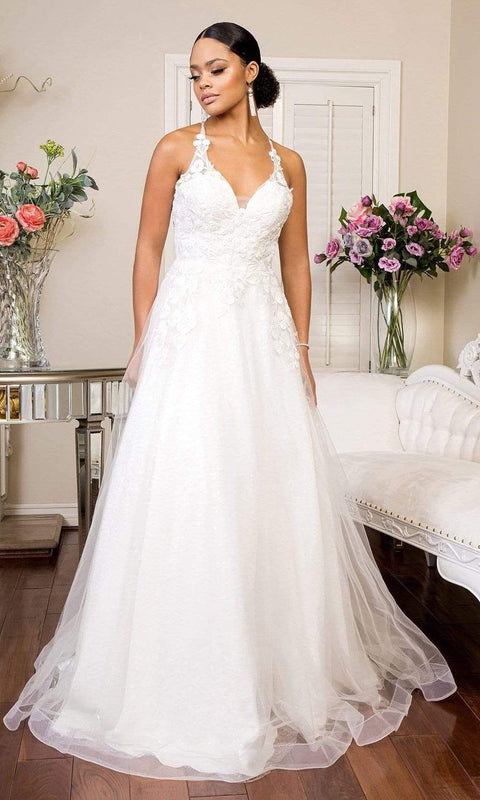 White Elizabeth K - GL1916 Embroidered Lace Up Bridal Gown by Elizabeth K Bridal