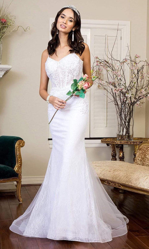 White Elizabeth K - GL1947 Embroidered Trumpet Bridal Gown by Elizabeth K Bridal