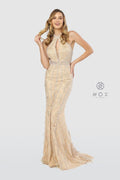 High Halter Embellished Trumpet Dress by Nox Anabel T260