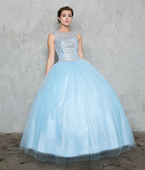 Embellished Glitter A-line Skirt Illusion Ball Gown