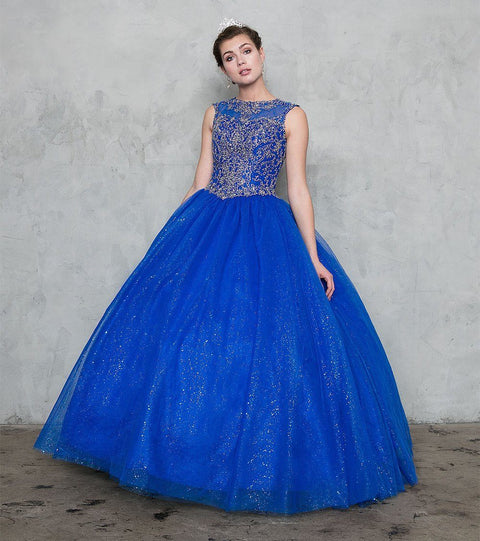 Embellished Glitter A-line Skirt Illusion Ball Gown