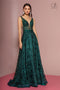 Embellished Lace Long Illusion V-Neck Dress by GLS Gloria GL2634