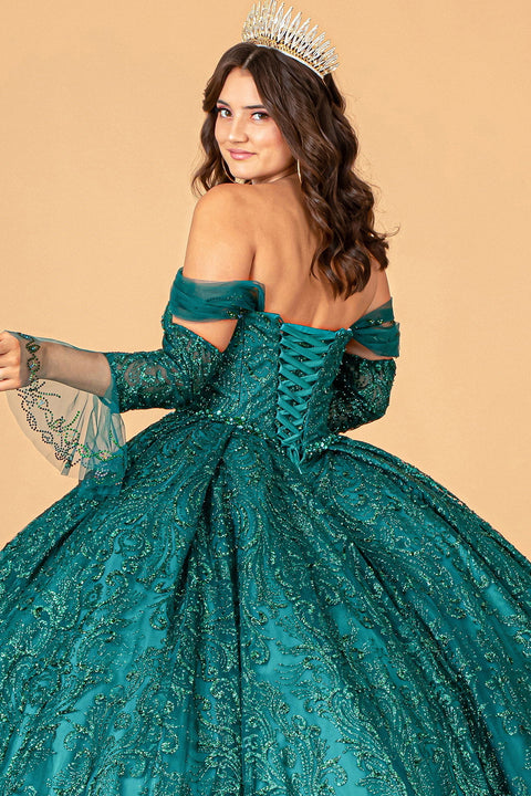 Gown with Embellished Off Shoulder by Elizabeth K GL3073